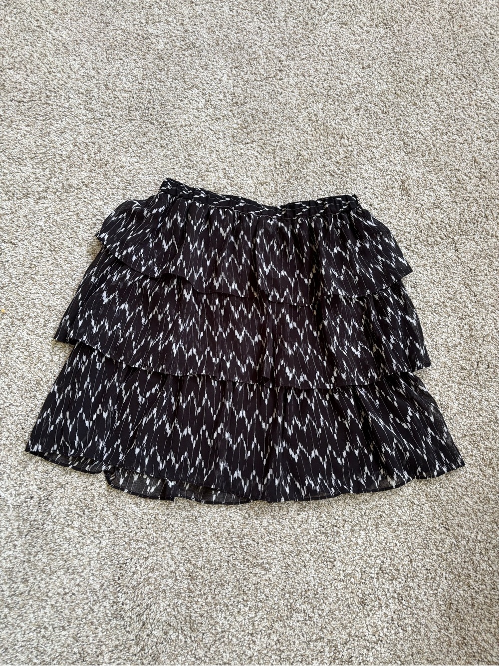 GAP Black and White Ikat Tiered Skater Skirt